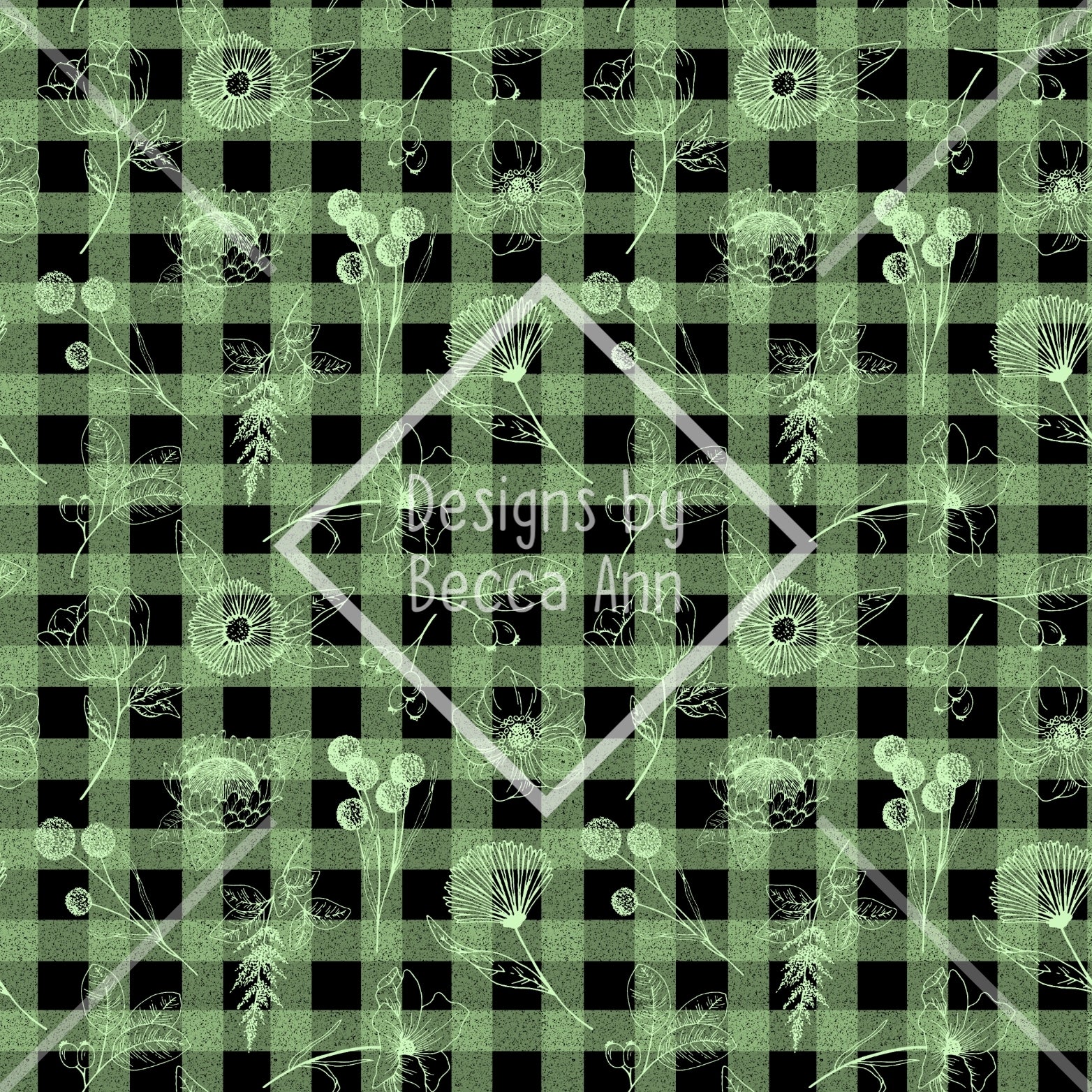 Outline Floral Speckled Plaid Seamless File