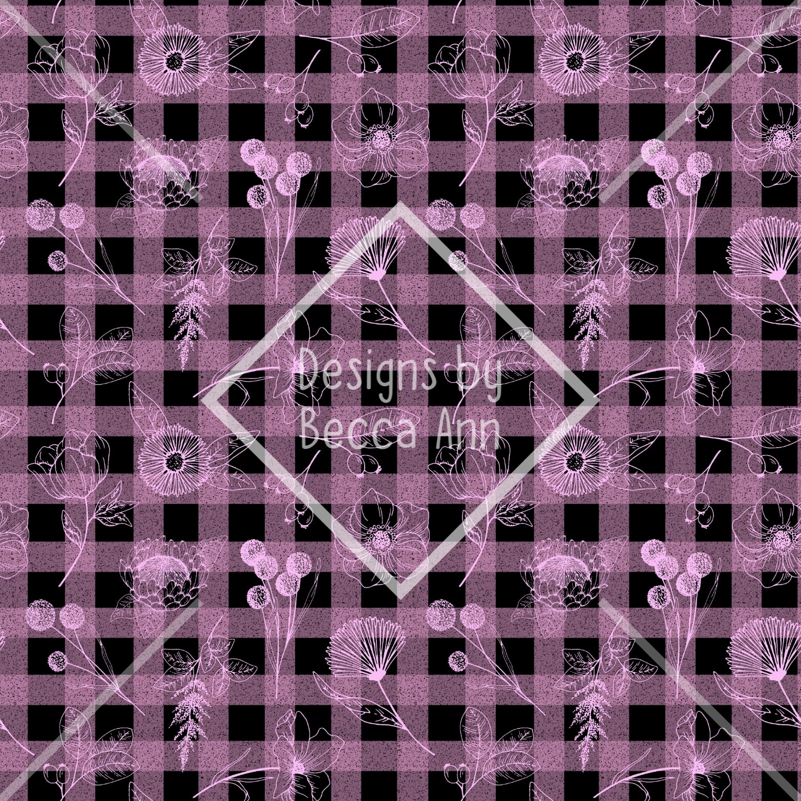 Outline Floral Speckled Plaid Seamless File