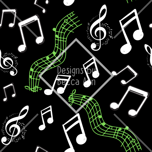 Music Notes on Black Seamless File