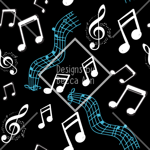 Music Notes on Black Seamless File