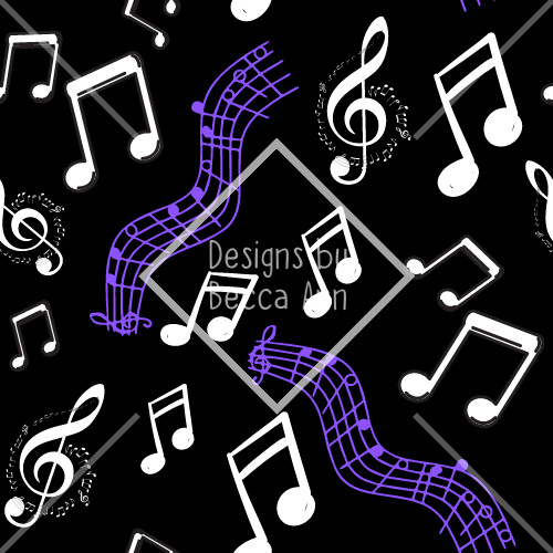 Music Notes on Black Seamless File