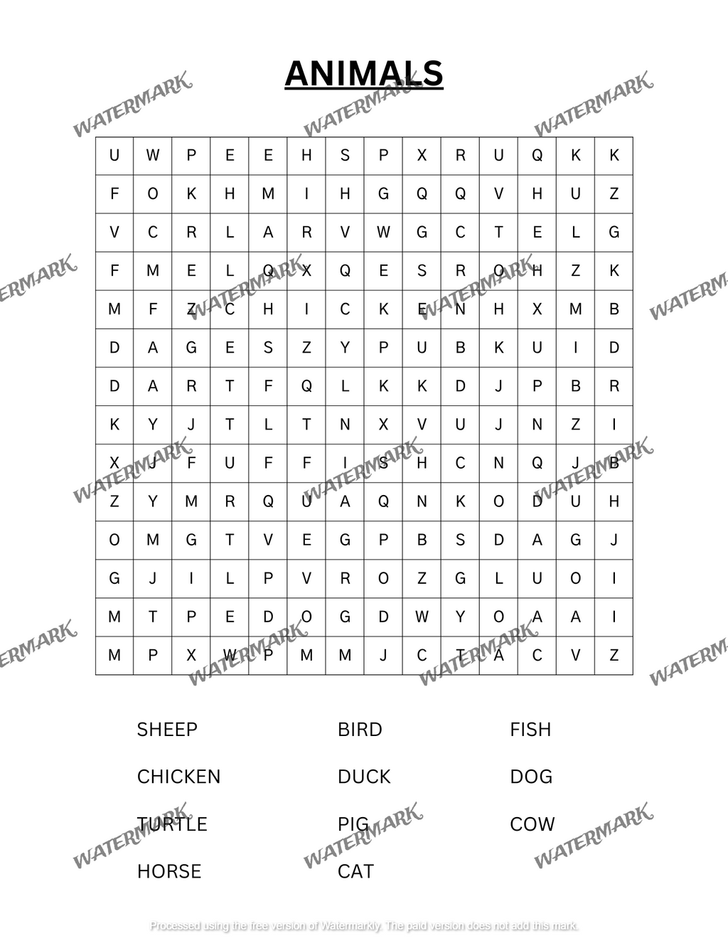 Word Search Activity