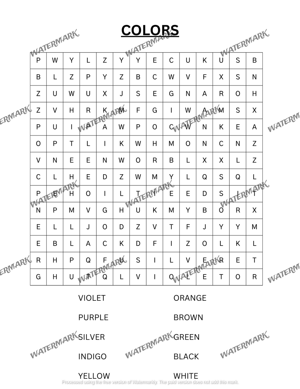 Word Search Activity