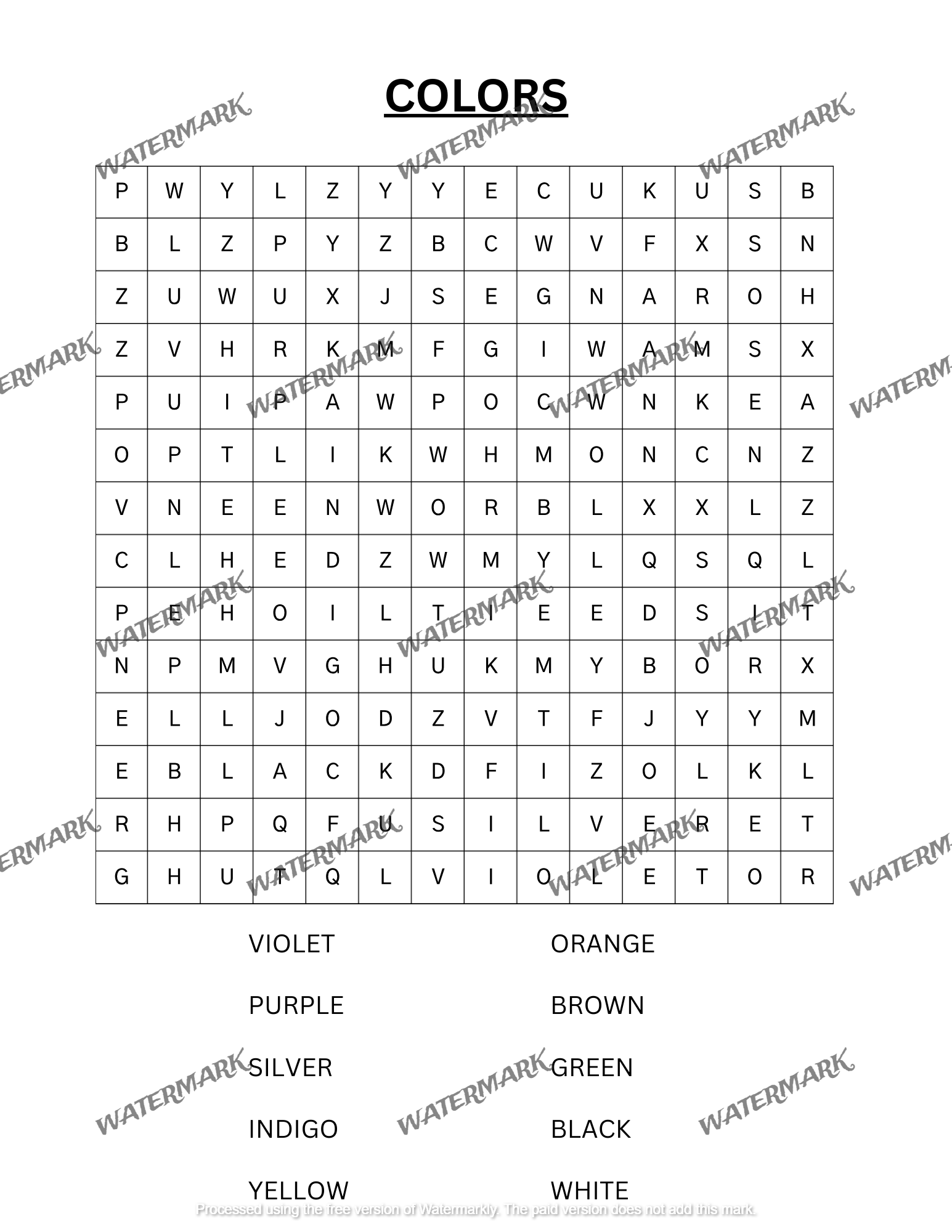 Word Search Activity