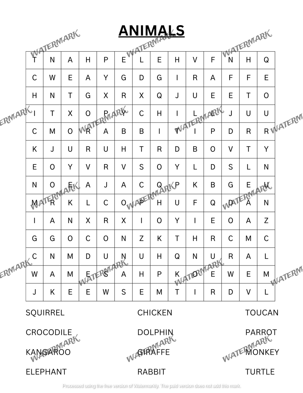 Word Search Activity