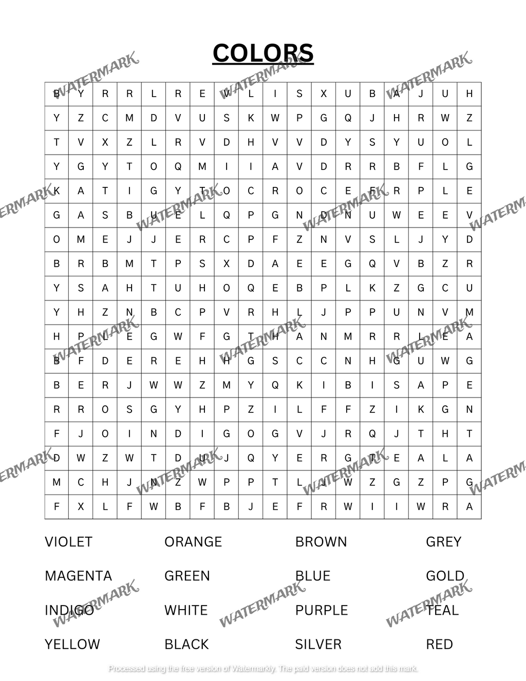Word Search Activity