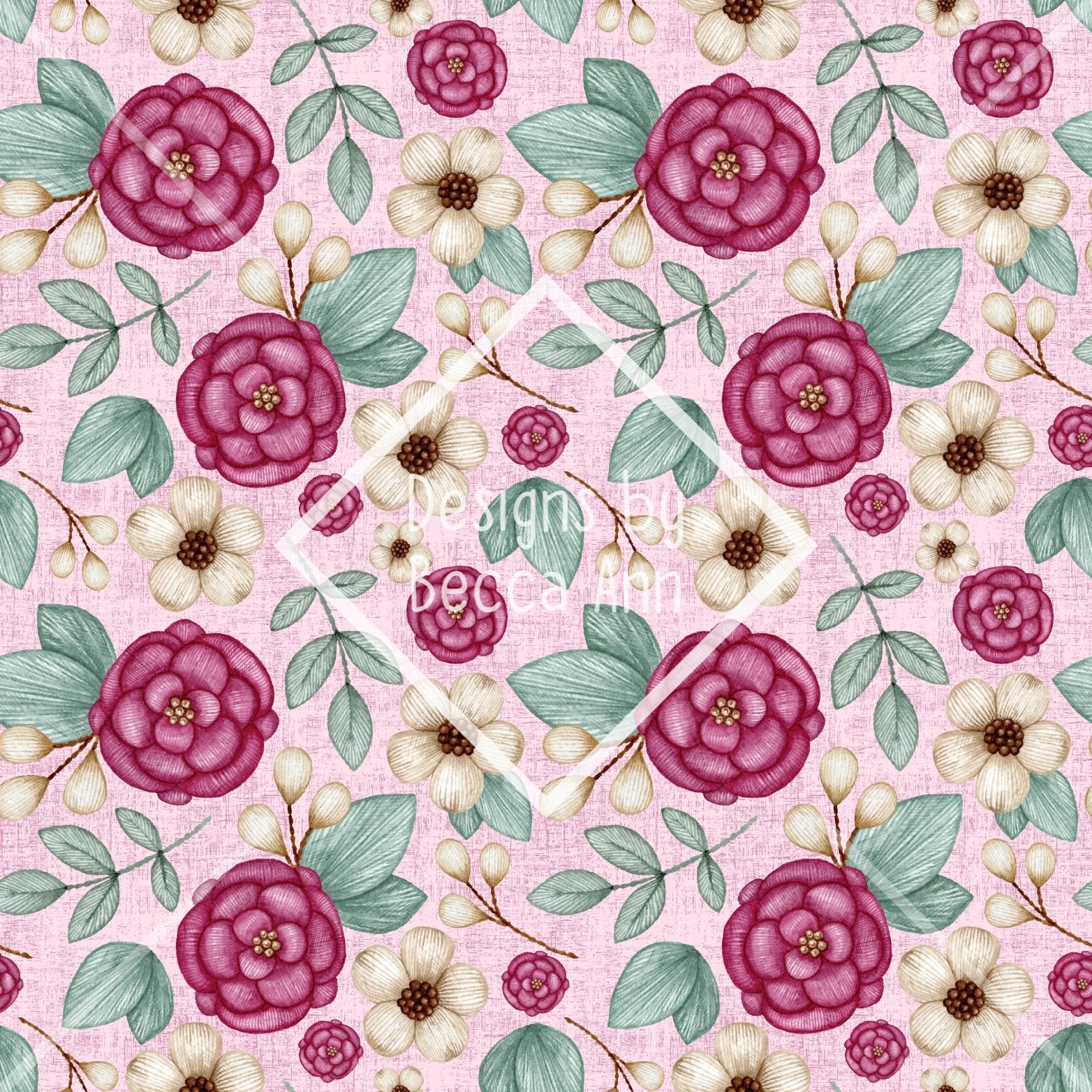 Pink Embroidery Floral Seamless File